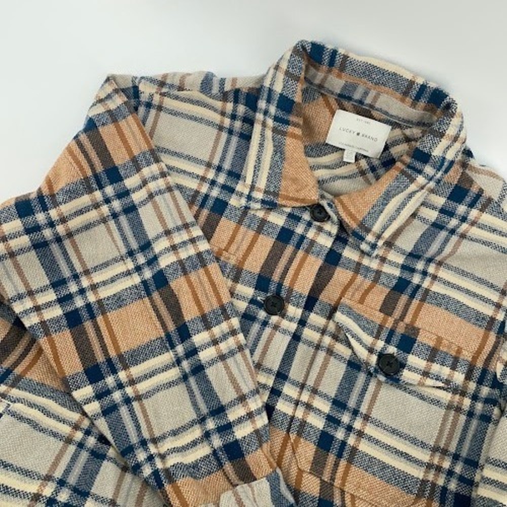 Lucky Brand Plaid Button Down Shirt - Blue and Tan